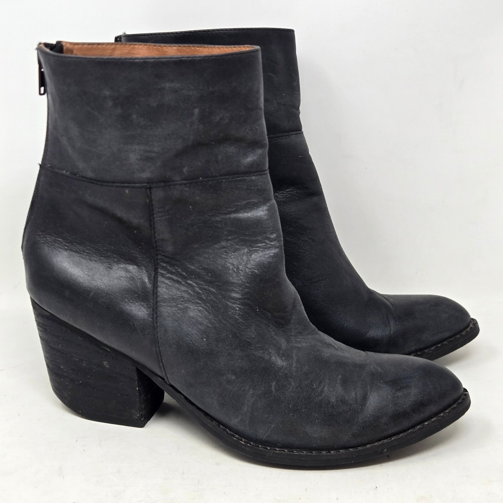 Jeffrey Campbell Rosmore-ZP Black Leather Ankle Boots Size 8 Ibiza Last